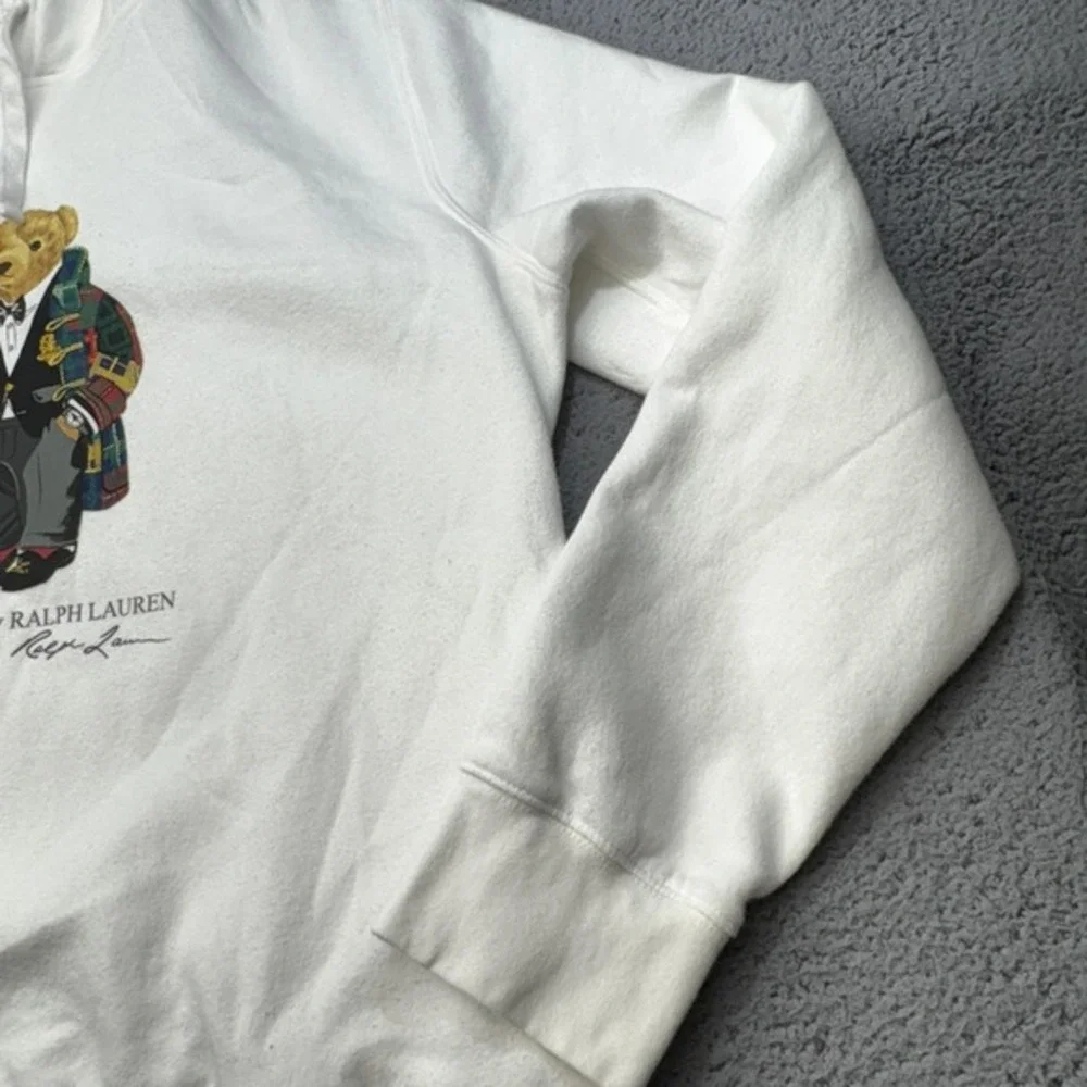 Polo Ralph Lauren Hoodie Mens Large White Pullover Preppy Bear Robe‎ Academic
